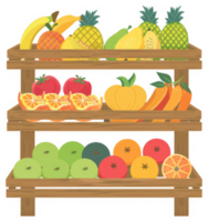A colorful display of fresh fruits and vegetables in a wooden crate. png
