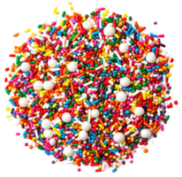 A vibrant display of colorful sprinkles in various shapes and sizes. png