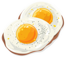 Two fried eggs with runny yolks. png