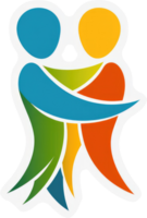 Colorful abstract design of two figures embracing. png