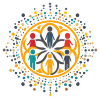 A colorful, interconnected community symbol of unity and support. png