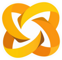 A vibrant, interconnected, stylized design of overlapping curved lines in a warm, golden yellow color scheme. png