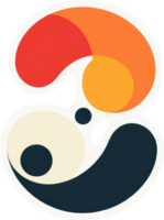 A stylized, abstract number three with overlapping circles and flowing shapes. png