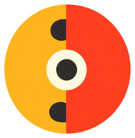 A circular graphic design with contrasting colors and concentric circles. png