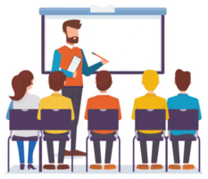 A presentation being given to a group of attentive listeners. png
