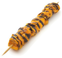 Grilled squid skewers with a charred exterior. png