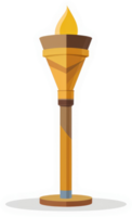 An illustration of a stylized golden torch with a bright flame. png