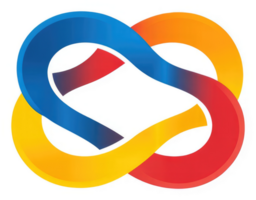 A colorful, intertwined infinity symbol design, representing connection and unity. png