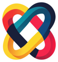 A vibrant, intertwined, colorful design, showcasing a dynamic and interconnected symbol. png