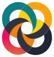 A vibrant, colorful design of interlocking circles showcasing a harmonious blend of various hues. png