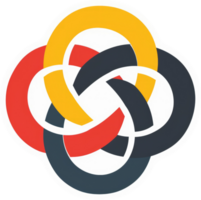 A colorful interlocking circles design representing unity and collaboration. png