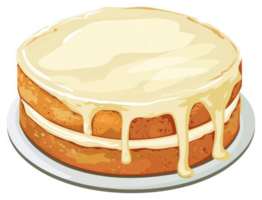 A delicious, layered cake adorned with a smooth, drizzling icing. png