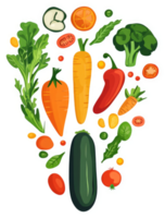 A vibrant display of assorted colorful fresh vegetables. png