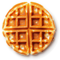 Close-up of a golden-brown waffle with a grid pattern. png