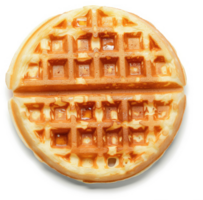A golden brown, perfectly cooked waffle with a distinct grid pattern. png