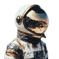 Close-up view of an astronaut's spacesuit and helmet. png