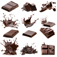 Melted chocolate chunks and splashes, a delectable display. png
