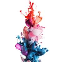 Vibrant, abstract ink explosion in a cascading display of colors. png