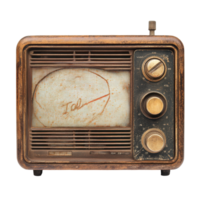 Vintage television displaying a simple sketch and the word . png