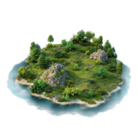 Lush island landscape in a tranquil ocean setting. png