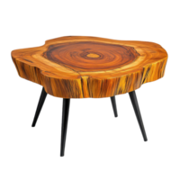 Rustic wood coffee table with unique, natural grain patterns. png