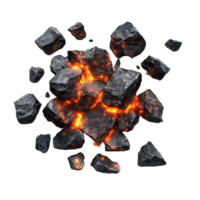 Fiery, fragmented rocks exploding in a powerful display. png