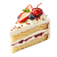 Delicious layered cake slice topped with berries. png