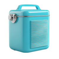 Retro turquoise insulated cooler box with vintage styling. png