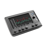 Portable digital oscillograph displaying waveform data. png
