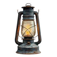 Rustic kerosene lantern with a warm, glowing flame. png
