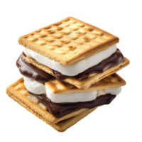 Two stacked s'mores with a generous layer of chocolate. png