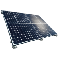 Solar panel array mounted on a tilted support structure. png