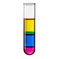 Colorful layered liquids in a test tube. png