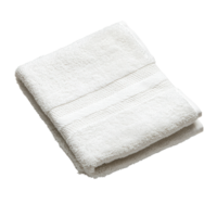 Folded white bath towel resting on a light background. png
