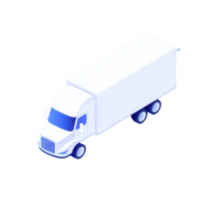 A modern delivery truck isolated on a white background, featuring a sleek design and bold colors. Ideal for representing logistics and transportation concepts in visuals. png