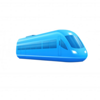 A modern blue train design on a white isolated background, symbolizing innovation in transportation and travel. Ideal for tech and railway-related projects. png