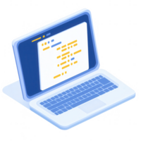 A modern laptop featuring a coding screen, showcasing vibrant colors and a sleek design, perfect for tech-related themes and digital workspaces. png