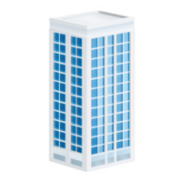 A modern skyscraper with a glass facade and stylish design, ideal for urban landscape representations, showcasing contemporary architecture against a white isolated background. png