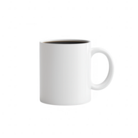 A plain white coffee mug isolating on a background, perfect for showcasing branding designs or illustrations. png