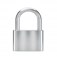 A shiny silver padlock isolated on a white background, symbolizing security, protection, and confidentiality. png