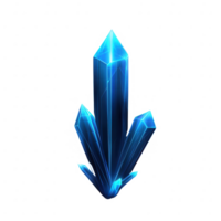 A stunning blue crystal formation with sharp edges and a translucent appearance, set against a white isolated background for a captivating visual effect. png