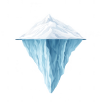 A stunning digital illustration of a floating iceberg, showcasing its towering peak and submerged mass, emphasizing the beauty and majesty of nature's ice formations. png