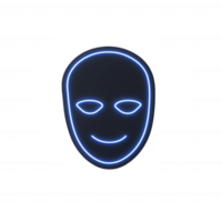 A stylized neon face illustration featuring a smiling expression, glowing with blue light, perfect for digital design and creative projects. png