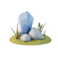 A stylized representation of geometric rocks and greenery, showcasing a unique blend of nature and art in a low-poly design. Perfect for modern graphic projects. png