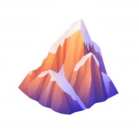 A vibrant illustration of a mountain peak, featuring striking colors and geometric shapes, set against a clear background, ideal for nature-themed projects. png