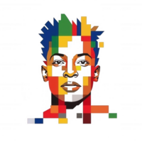 A vibrant, colorful abstract portrait representing diversity, unique identity, and modern artistic expression against a transparent background. png