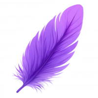 A vibrant purple feather with intricate details, showcasing its delicate texture and unique color. Perfect for backgrounds, overlays, or artistic projects. png