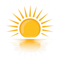 A vibrant sun with rays reflecting off water, ideal for use in various designs and themes. Perfect for summer or nature-related projects, evoking warmth and positivity. png