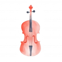 A watercolor illustration of a violin, showcasing its elegant shape and intricate details. Ideal for art, music, and creative themes on white isolated background. png