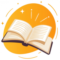 An illustrated open book with vibrant pages, radiating creativity and knowledge, perfect for educational or literary themes. png